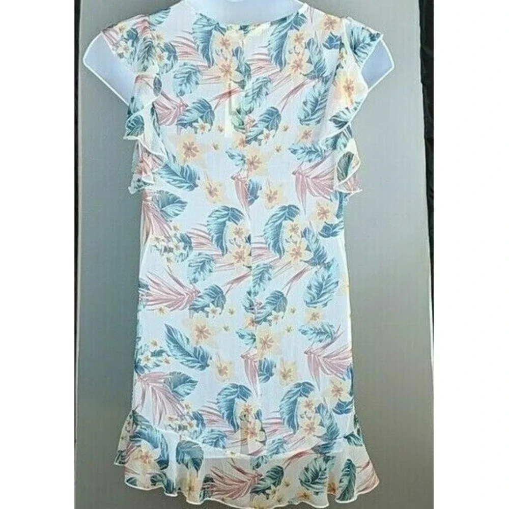 Miken Swimsuit Cover-Up Dress Floral Size Small‎ With Tassel Lace-Up NEW